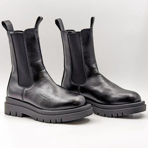 Aquatherm Women Chloe Mid Calf Black Leather Boots Size 11